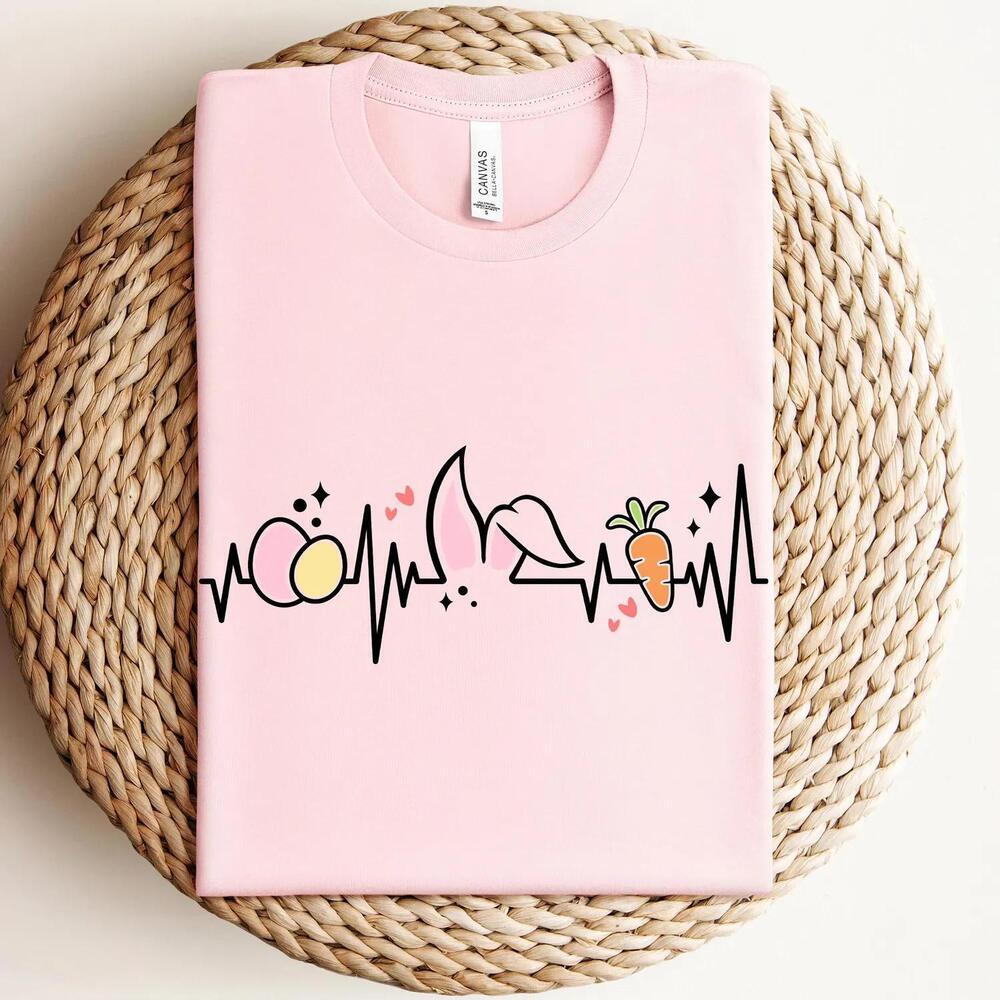 Bunny Heartbeat Shirt Easter Rabbit Tee Cute Nurse Easter Tshirt